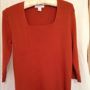 Dress Barn ~  red 3/4 sleeve sweater ~ Medium